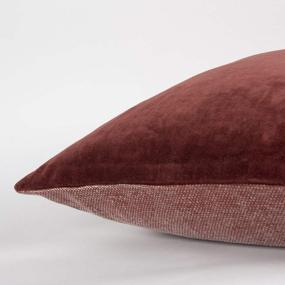 22" Rust Cotton Velvet Throw Pillow