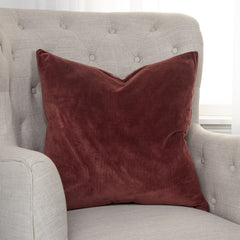 22" Rust Cotton Velvet Throw Pillow