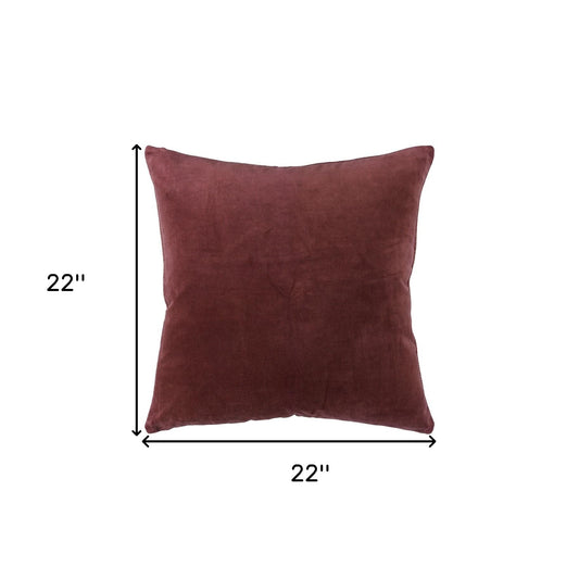 22" Rust Cotton Velvet Throw Pillow