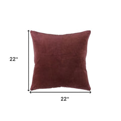22" Rust Cotton Velvet Throw Pillow