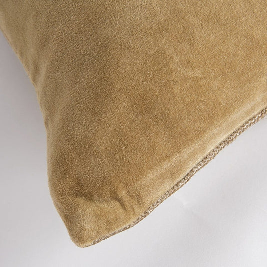 Gold Solid Reversible Cotton Velvet Throw Pillow - Homeroots