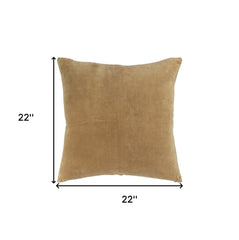 Gold Solid Reversible Cotton Velvet Throw Pillow - Homeroots