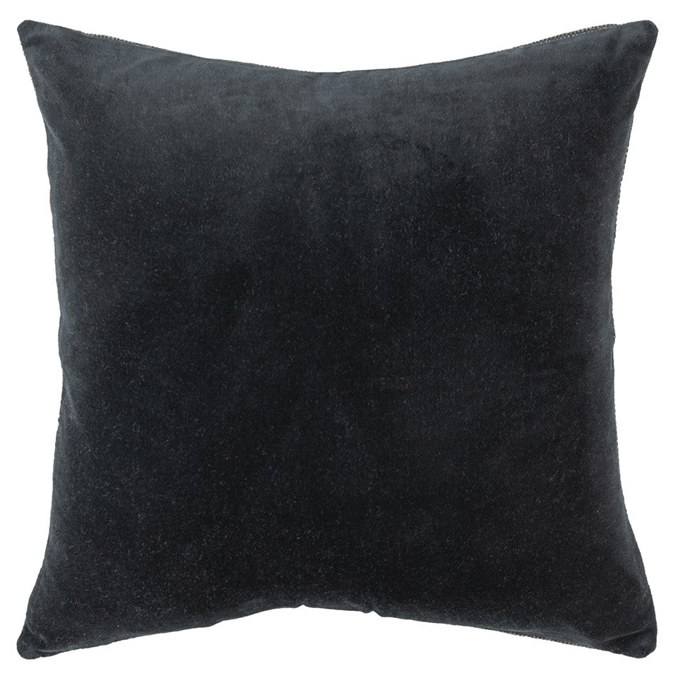 Black Solid Reversible Cotton Velvet Throw Pillow