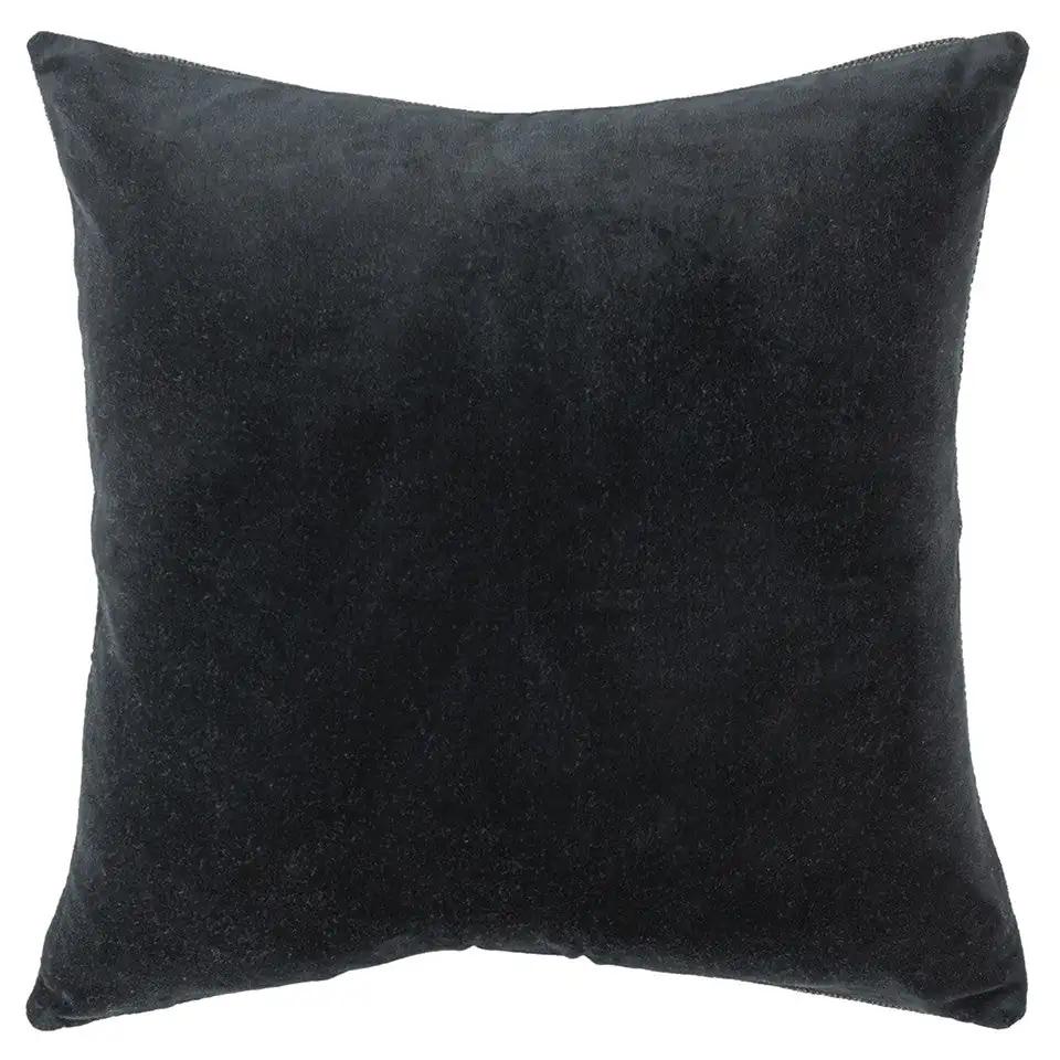 Black Solid Reversible Cotton Velvet Throw Pillow - Homeroots