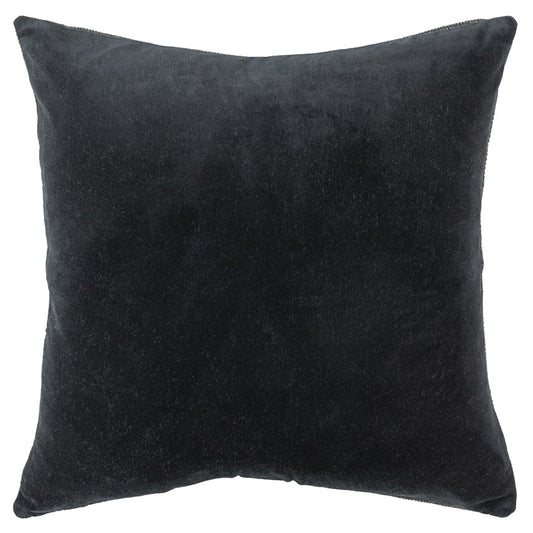 Black Solid Reversible Cotton Velvet Throw Pillow