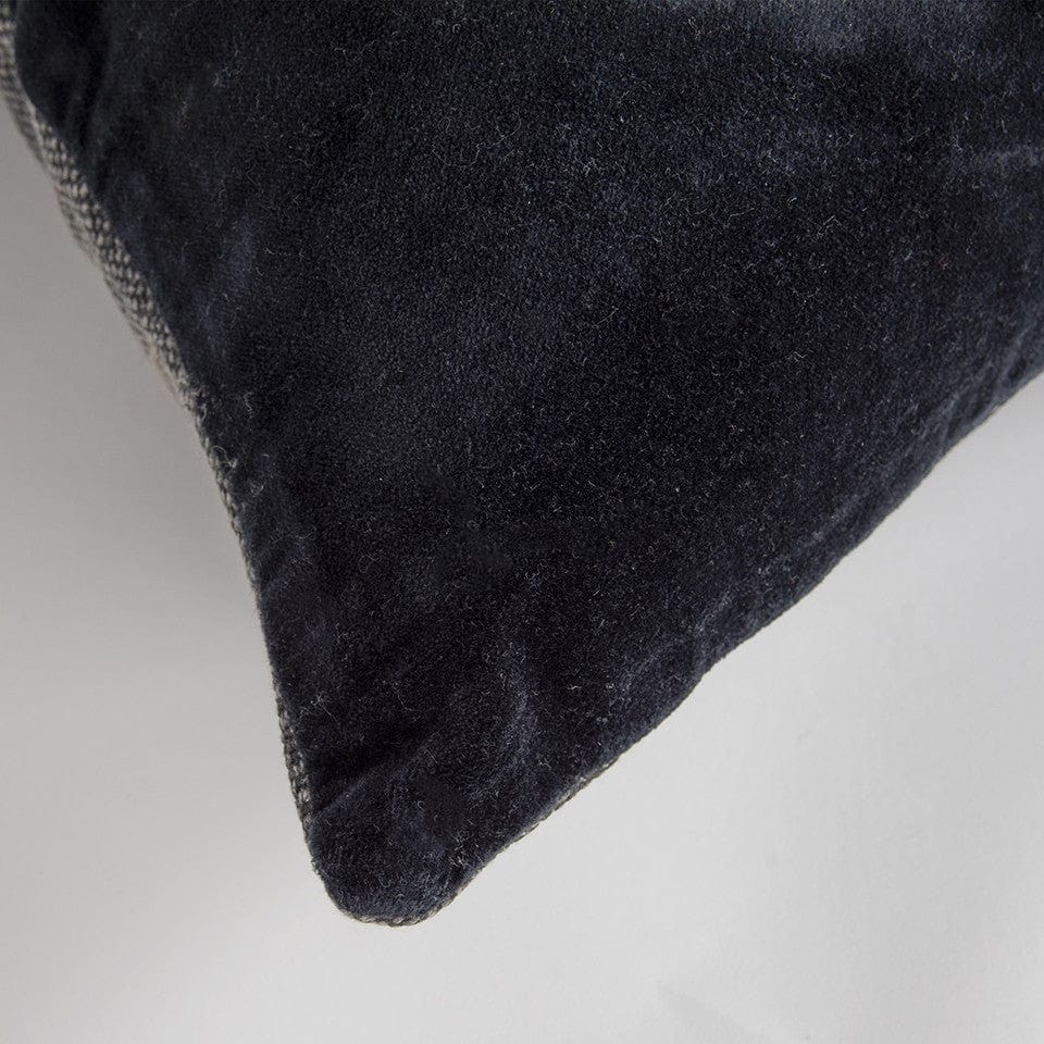 Black Solid Reversible Cotton Velvet Throw Pillow - Homeroots