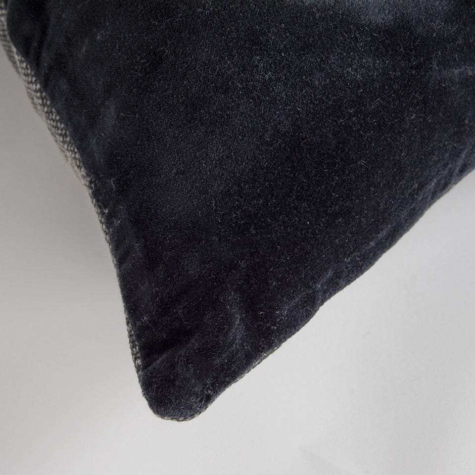 Black Solid Reversible Cotton Velvet Throw Pillow - Homeroots - Flyclothing LLC