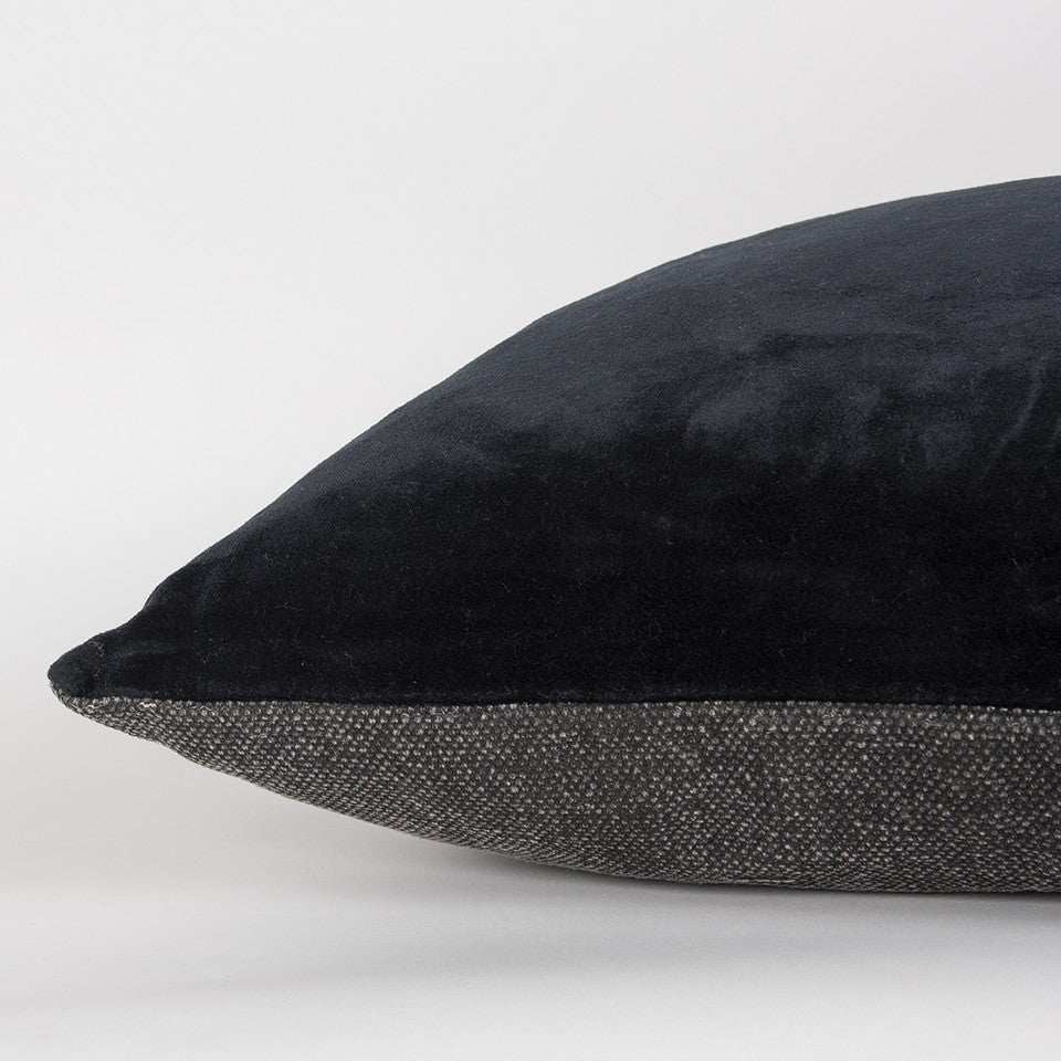 Black Solid Reversible Cotton Velvet Throw Pillow - Homeroots - Flyclothing LLC