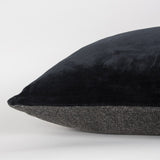 Black Solid Reversible Cotton Velvet Throw Pillow - Homeroots