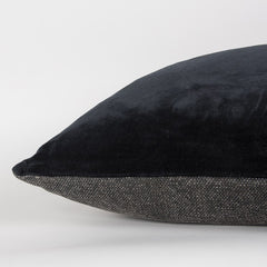 Black Solid Reversible Cotton Velvet Throw Pillow