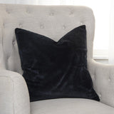 Black Solid Reversible Cotton Velvet Throw Pillow - Homeroots