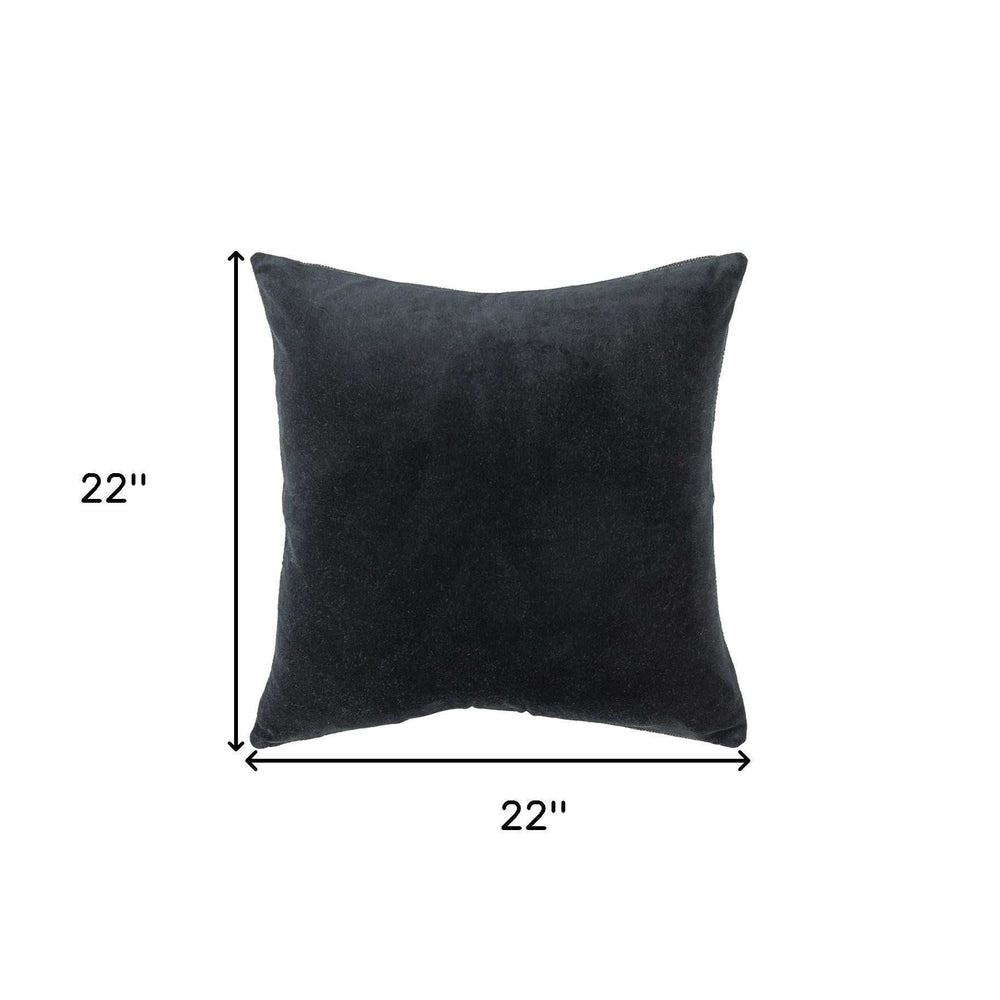 Black Solid Reversible Cotton Velvet Throw Pillow - Homeroots - Flyclothing LLC