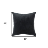 Black Solid Reversible Cotton Velvet Throw Pillow - Homeroots