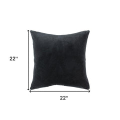 Black Solid Reversible Cotton Velvet Throw Pillow - Homeroots