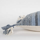 Denim Blue Repurposed Woven Strips Lumbar Pillow - Homeroots - Flyclothing LLC