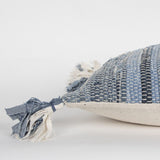Denim Blue Repurposed Woven Strips Lumbar Pillow - Homeroots