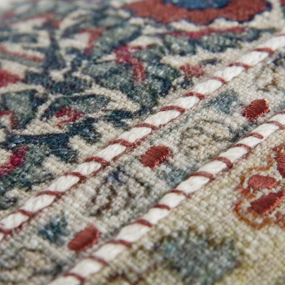 Red Beige Patterned Panel Lumbar Pillow - Homeroots - Flyclothing LLC