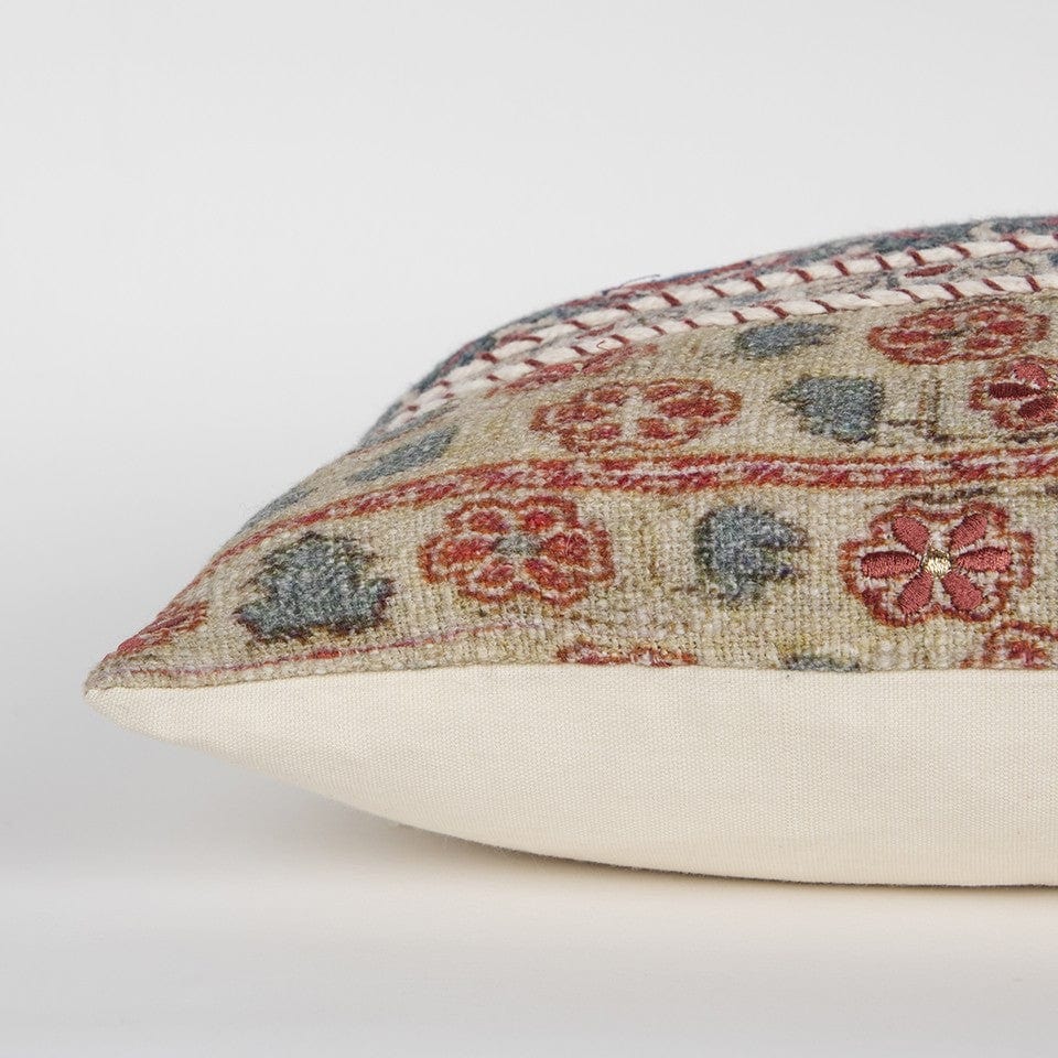 Red Beige Patterned Panel Lumbar Pillow - Homeroots