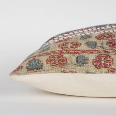 Red Beige Patterned Panel Lumbar Pillow - Homeroots