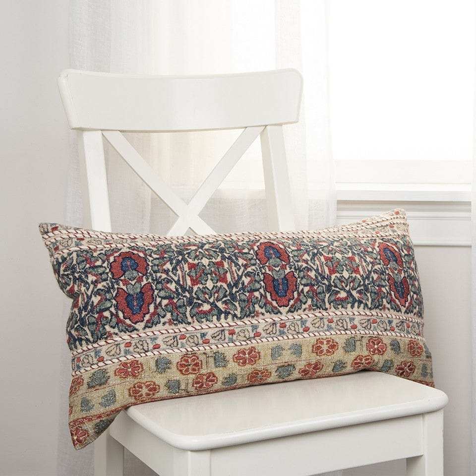 Red Beige Patterned Panel Lumbar Pillow - Homeroots - Flyclothing LLC
