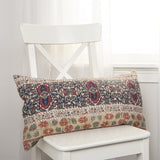 Red Beige Patterned Panel Lumbar Pillow - Homeroots