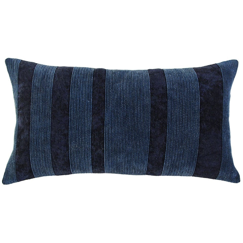 Navy Dimensional Stripe Modern Lumbar Pillow - Homeroots