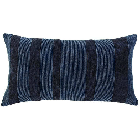 Navy Dimensional Stripe Modern Lumbar Pillow - Homeroots - Flyclothing LLC