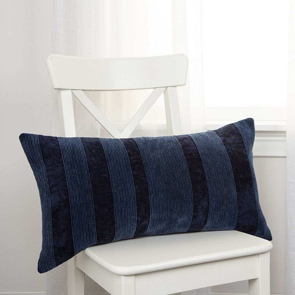 Navy Dimensional Stripe Modern Lumbar Pillow - Homeroots - Flyclothing LLC