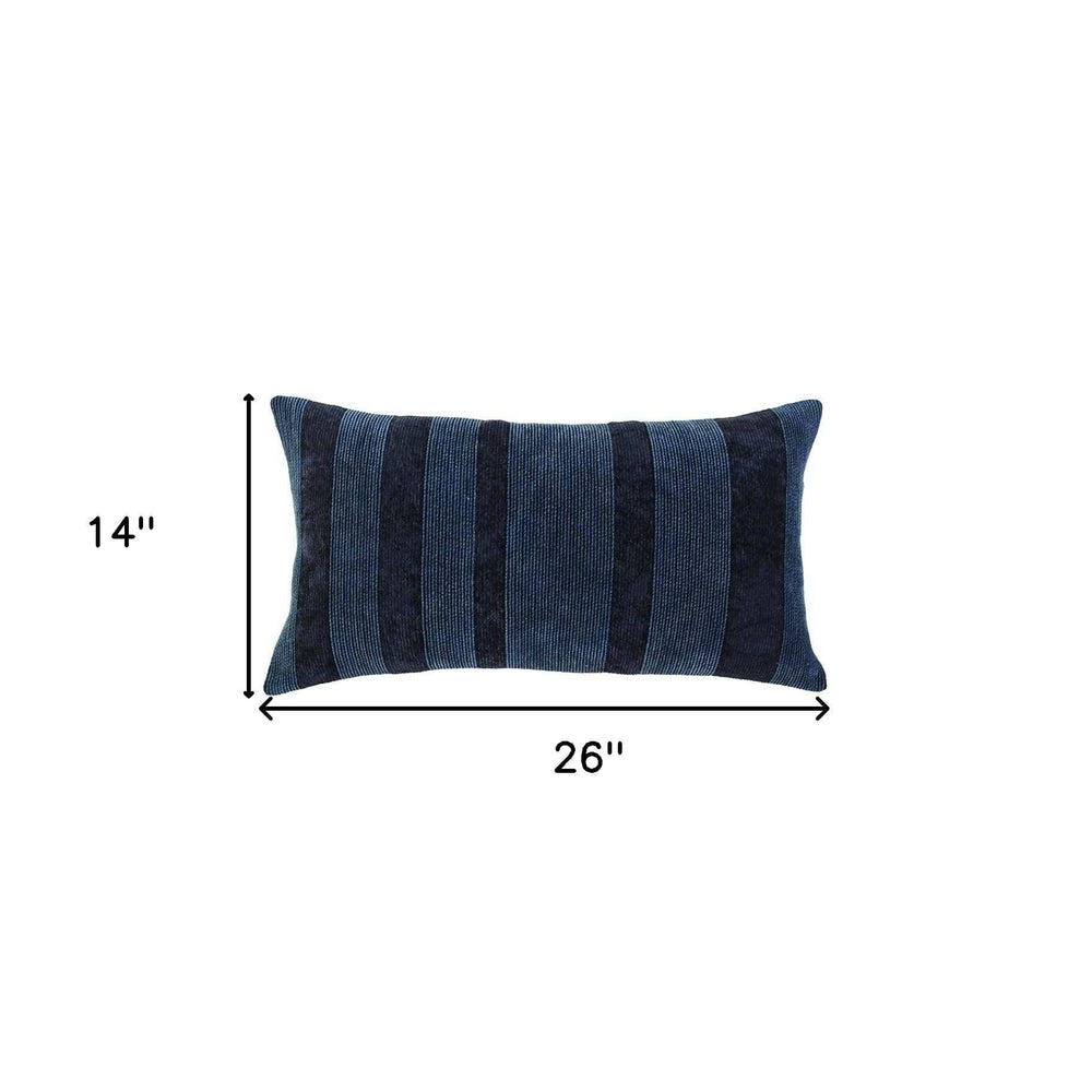 Navy Dimensional Stripe Modern Lumbar Pillow - Homeroots - Flyclothing LLC