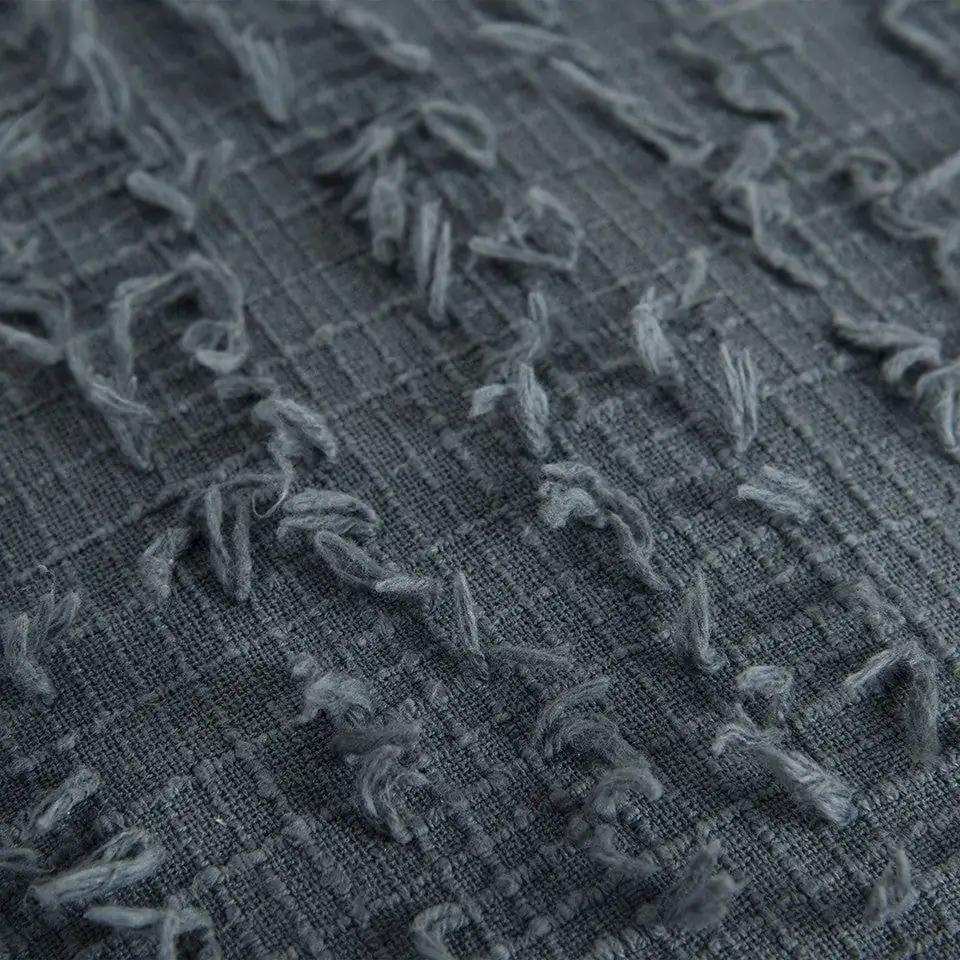 Gray Tasseling Fringe Texture Throw Pillow - Homeroots - Flyclothing LLC