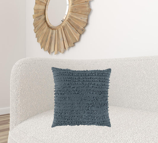 Gray Tasseling Fringe Texture Throw Pillow - Homeroots