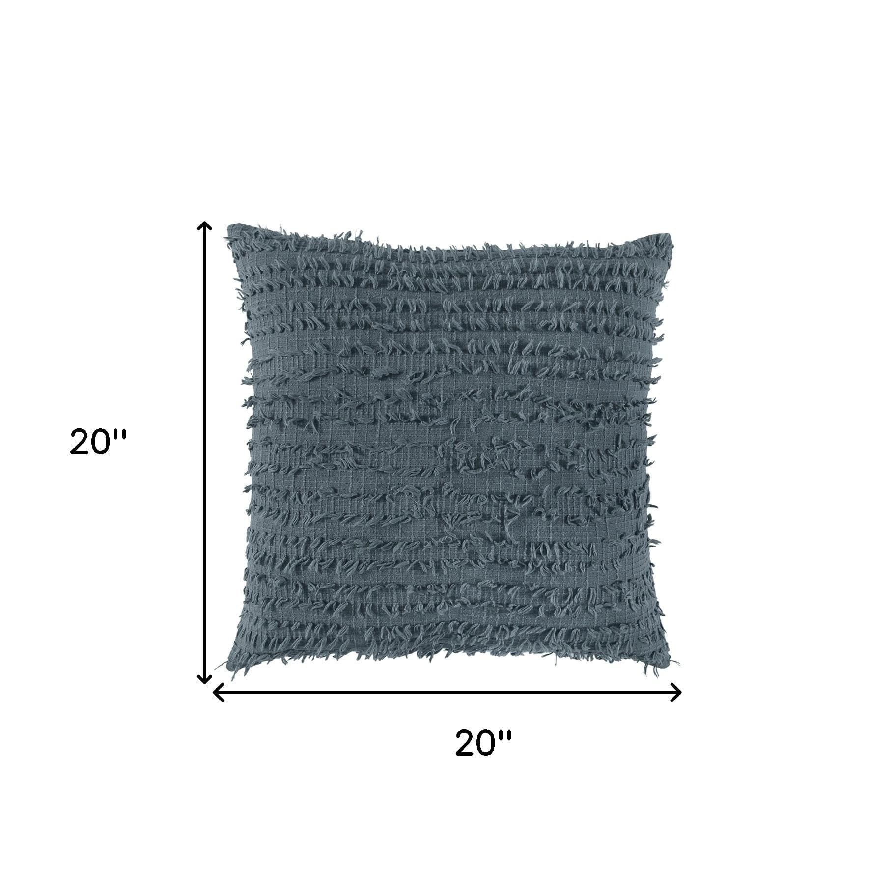 Gray Tasseling Fringe Texture Throw Pillow - Homeroots