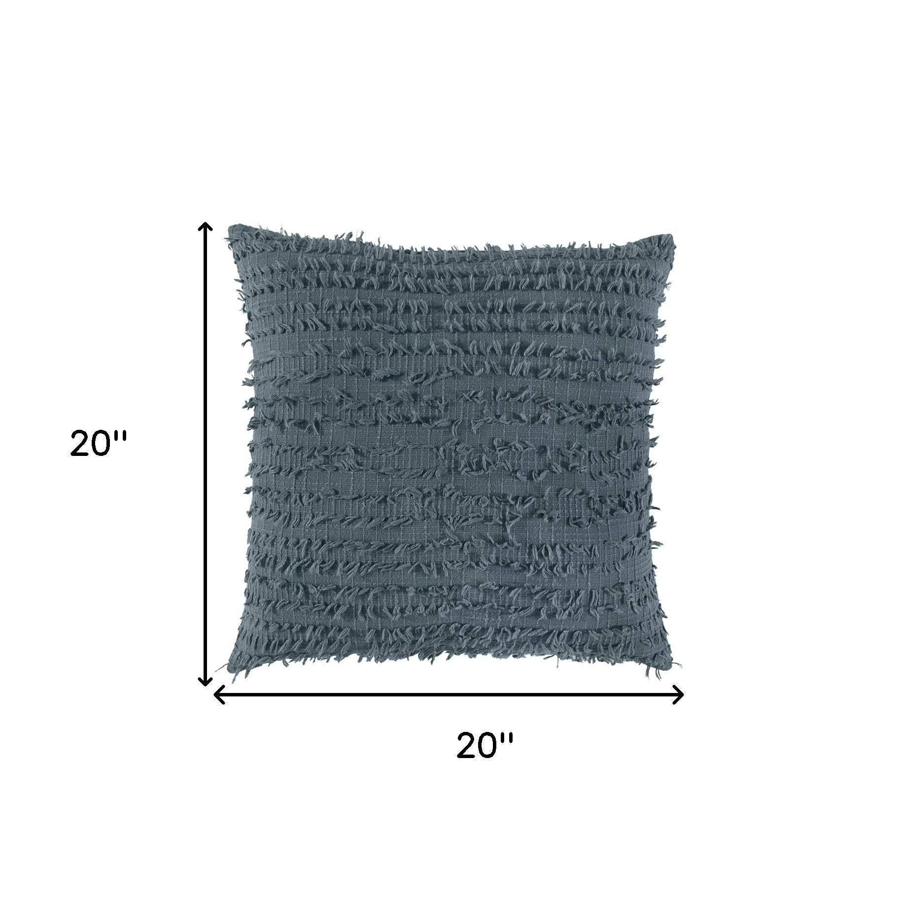 Gray Tasseling Fringe Texture Throw Pillow - Homeroots - Flyclothing LLC