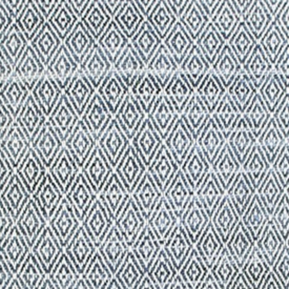 20" Blue and Ivory Herringbone Cotton Throw Pillow With Tassels