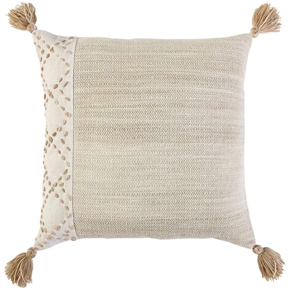 Ivory Blush Accent Stitch Color Block Throw Pillow - Homeroots - Flyclothing LLC
