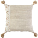Ivory Blush Accent Stitch Color Block Throw Pillow - Homeroots