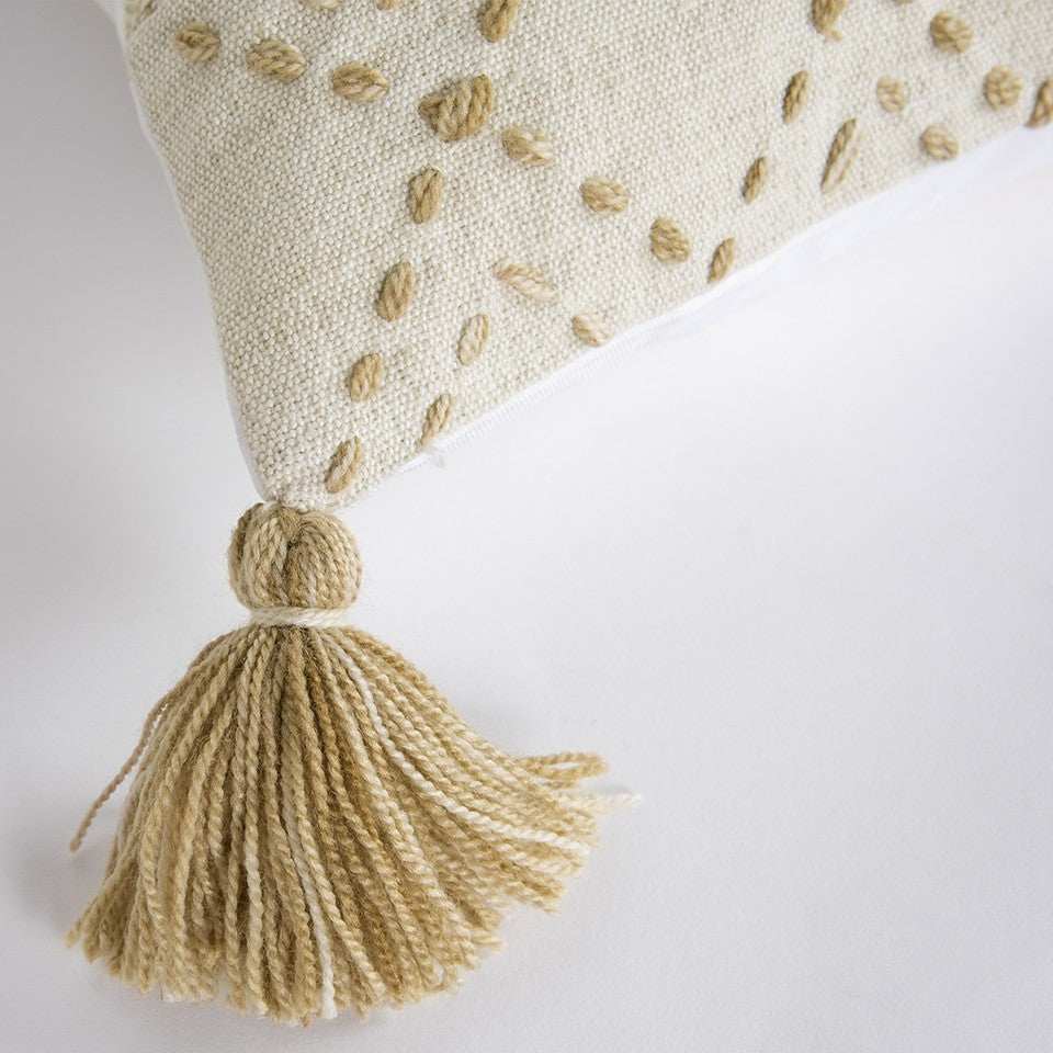 Ivory Blush Accent Stitch Color Block Throw Pillow - Homeroots - Flyclothing LLC