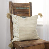 Ivory Blush Accent Stitch Color Block Throw Pillow - Homeroots - Flyclothing LLC