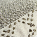 20" Taupe and Ivory Herringbone Cotton Throw Pillow With Tassels - Homeroots - Flyclothing LLC