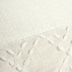 20" Ivory Herringbone Cotton Throw Pillow With Tassles