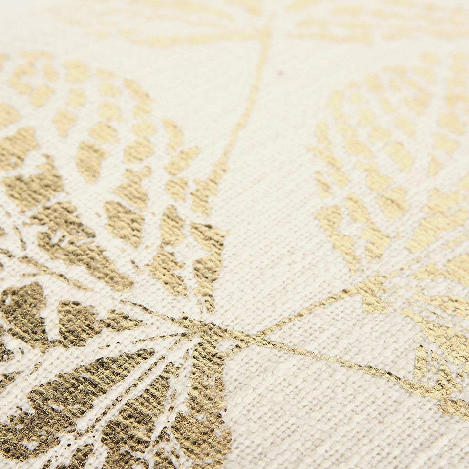 Ivory Gold Metallic Foil Leaf Pattern Throw Pillow - Homeroots - Flyclothing LLC