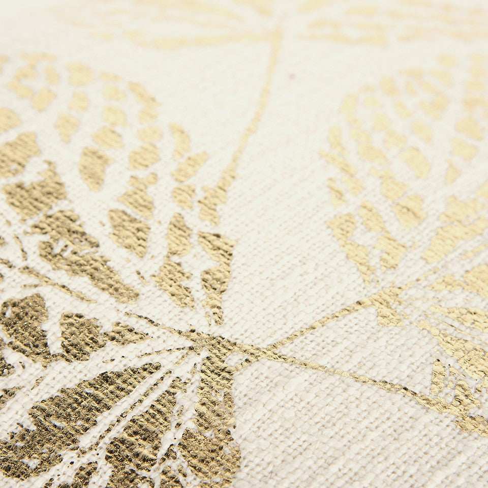 Ivory Gold Metallic Foil Leaf Pattern Throw Pillow - Homeroots - Flyclothing LLC