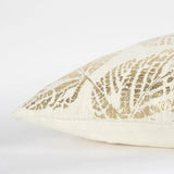 Ivory Gold Metallic Foil Leaf Pattern Throw Pillow - Homeroots