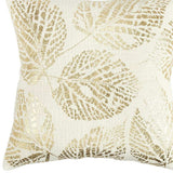 Ivory Gold Metallic Foil Leaf Pattern Throw Pillow - Homeroots - Flyclothing LLC