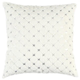 Ivory Silver Metallic Diamond Pattern Throw Pillow - Homeroots