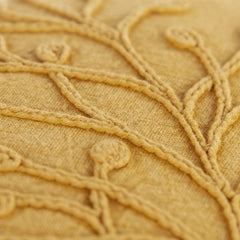 14" X 26" Yellow Botanical Throw Pillow With Embroidery