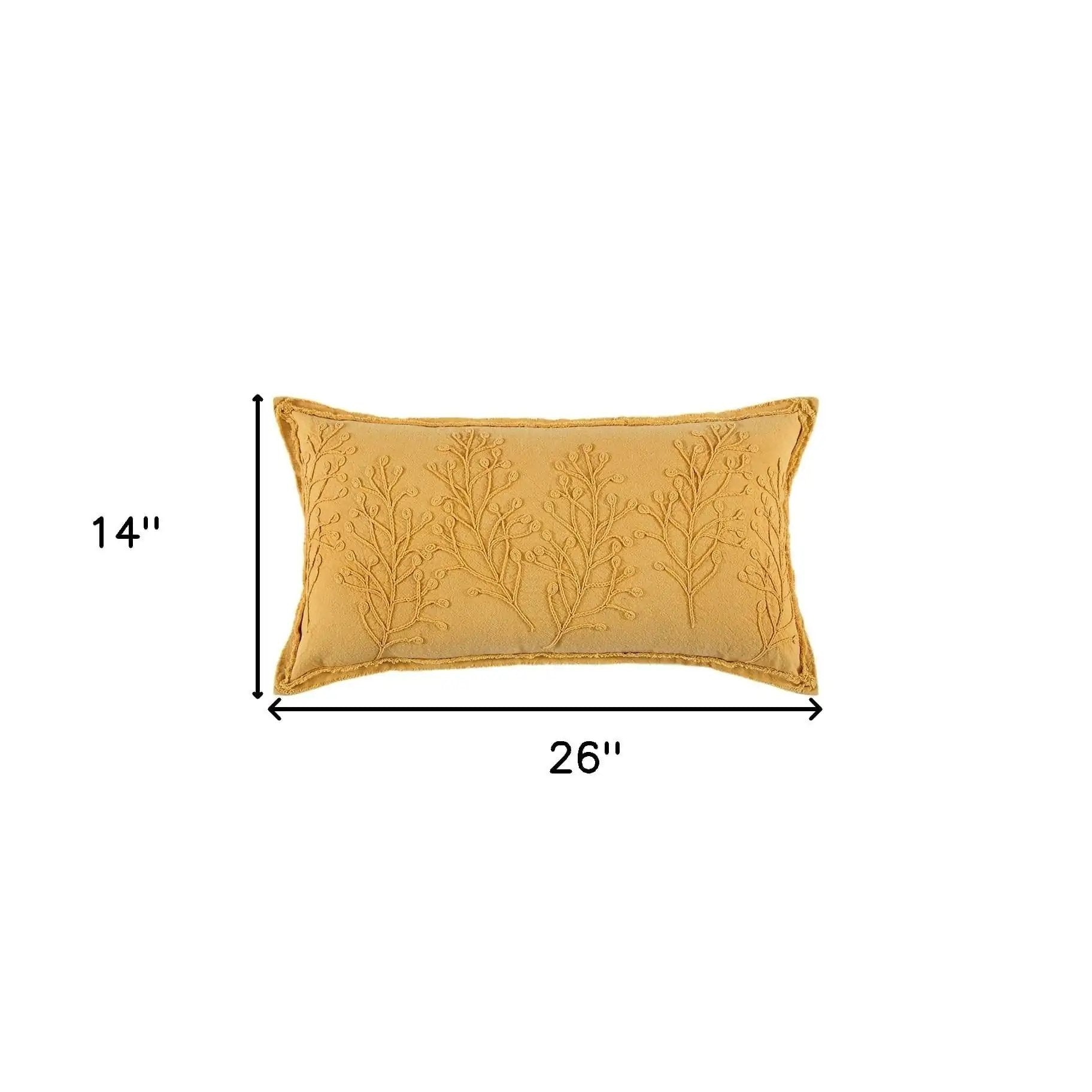 14" X 26" Yellow Botanical Throw Pillow With Embroidery - Homeroots - Flyclothing LLC