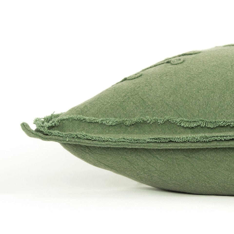 14" X 26" Green Tone on Tone Botanical Throw Pillow With Embroidery