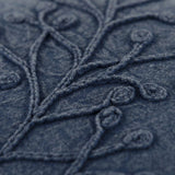 14" x 26" Navy Botanical Pattern Embroidered Lumbar Pillow - Homeroots - Flyclothing LLC