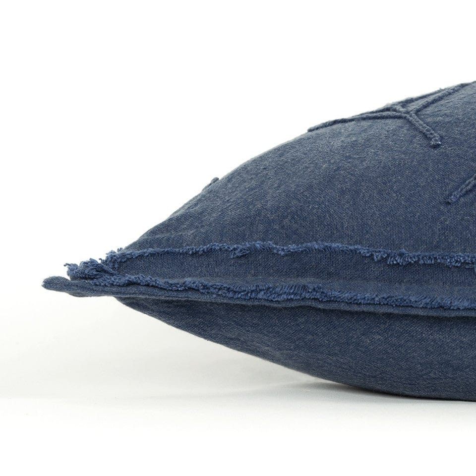 14" x 26" Navy Botanical Pattern Embroidered Lumbar Pillow - Homeroots - Flyclothing LLC